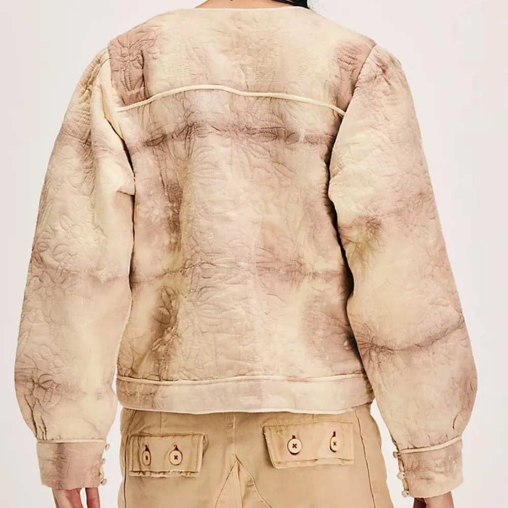 LLANI X Free People Quilted Open Front Bomber Jacket
